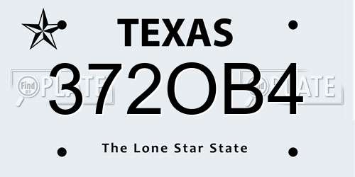 372OB4 Texas License Plate