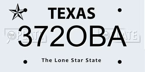 372OBA Texas License Plate