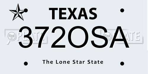 372OSA Texas License Plate