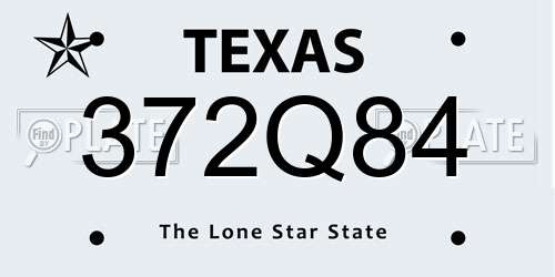 372Q84 Texas License Plate