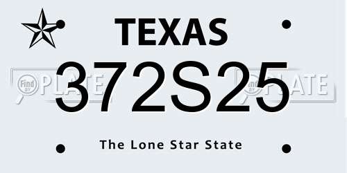 372S25 Texas License Plate