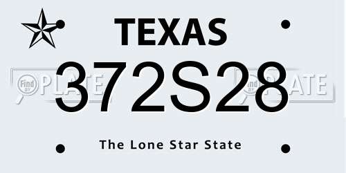 372S28 Texas License Plate
