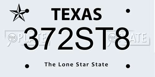 372ST8 Texas License Plate