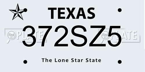 372SZ5 Texas License Plate