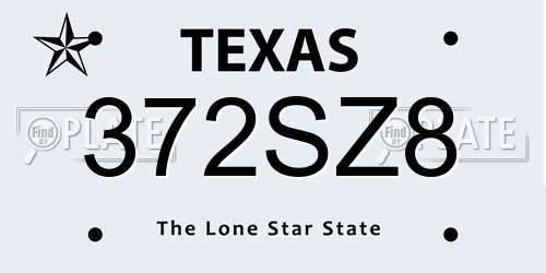 372SZ8 Texas License Plate