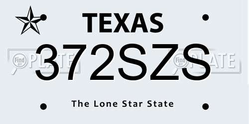 372SZS Texas License Plate