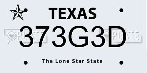 373G3D Texas License Plate