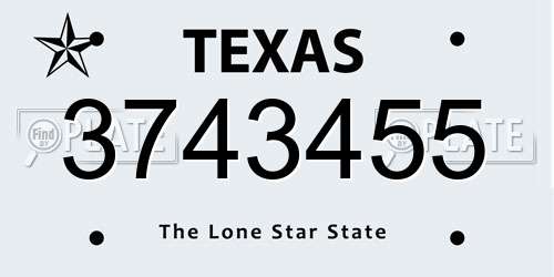 3743455 Texas License Plate