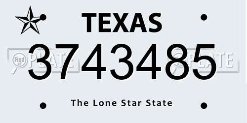 3743485 Texas License Plate