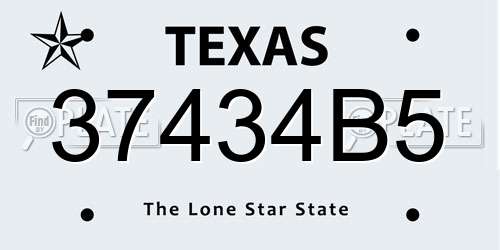 37434B5 Texas License Plate