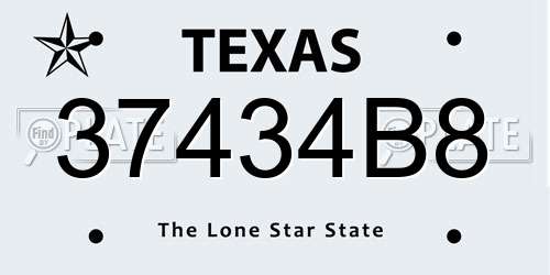 37434B8 Texas License Plate