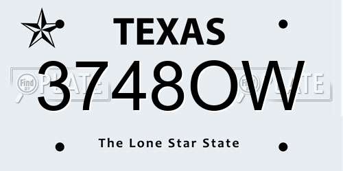 3748OW Texas License Plate
