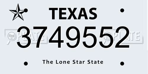 3749552 Texas License Plate
