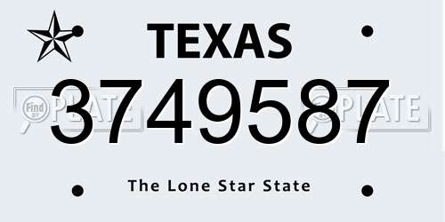 3749587 Texas License Plate