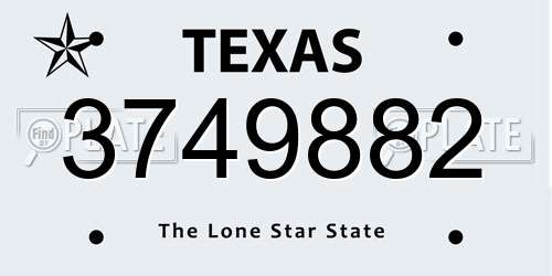 3749882 Texas License Plate