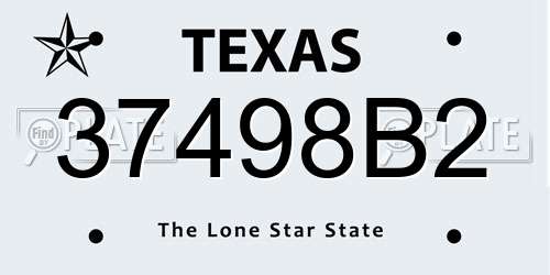 37498B2 Texas License Plate