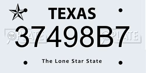 37498B7 Texas License Plate