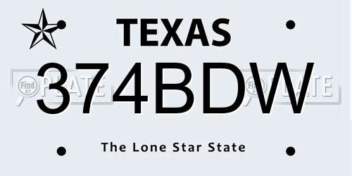374BDW Texas License Plate