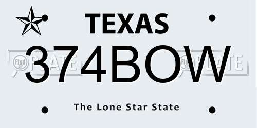 374BOW Texas License Plate