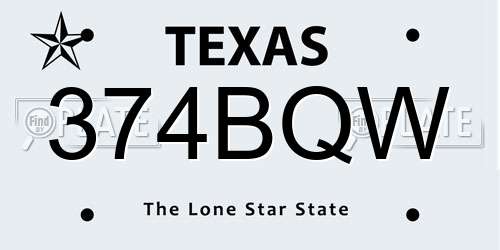 374BQW Texas License Plate
