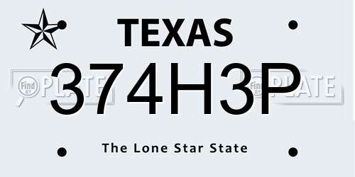 374H3P Texas License Plate