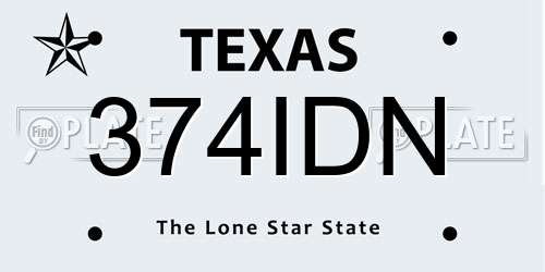 374IDN Texas License Plate