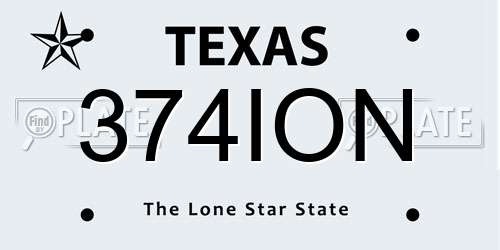 374ION Texas License Plate