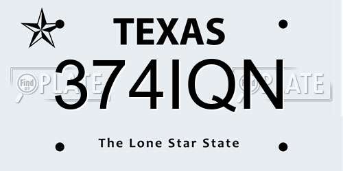 374IQN Texas License Plate