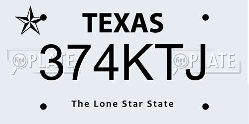 374KTJ Texas License Plate