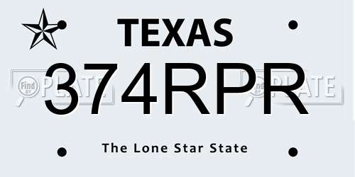 374RPR Texas License Plate