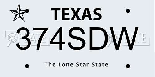 374SDW Texas License Plate