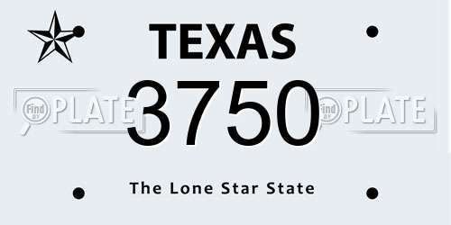 3750 Texas License Plate