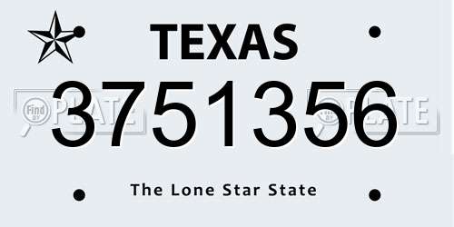 3751356 Texas License Plate