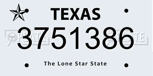 3751386 Texas License Plate