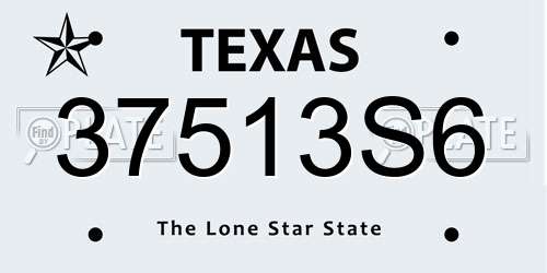 37513S6 Texas License Plate