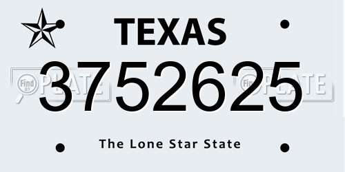 3752625 Texas License Plate