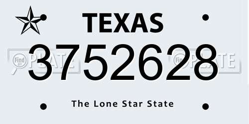 3752628 Texas License Plate