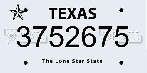 3752675 Texas License Plate