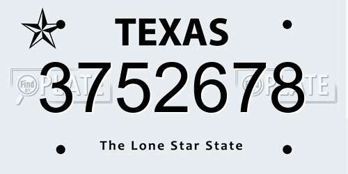 3752678 Texas License Plate