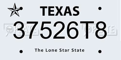 37526T8 Texas License Plate