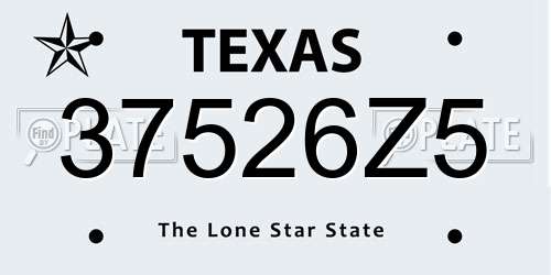 37526Z5 Texas License Plate