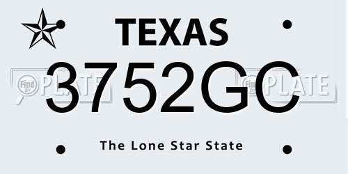 3752GC Texas License Plate