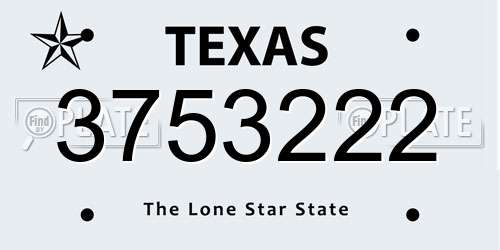 3753222 Texas License Plate