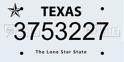 3753227 Texas License Plate