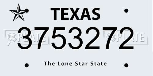 3753272 Texas License Plate