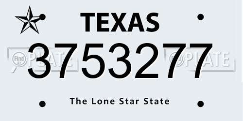 3753277 Texas License Plate