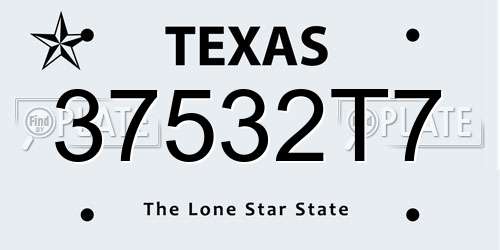 37532T7 Texas License Plate