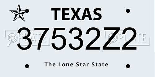 37532Z2 Texas License Plate