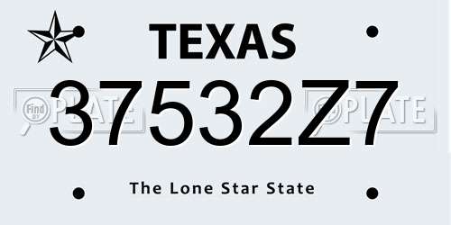 37532Z7 Texas License Plate