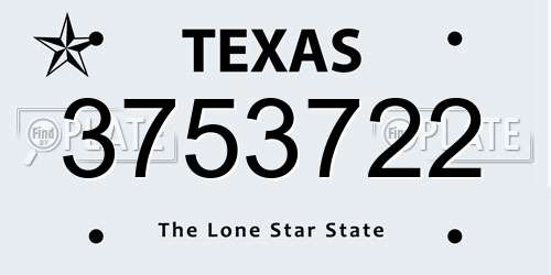 3753722 Texas License Plate